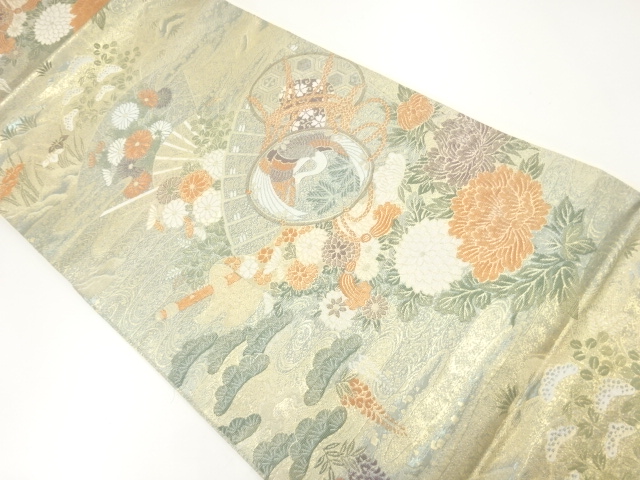 JAPANESE FUKURO OBI / WOVEN FLOWER & BIRD